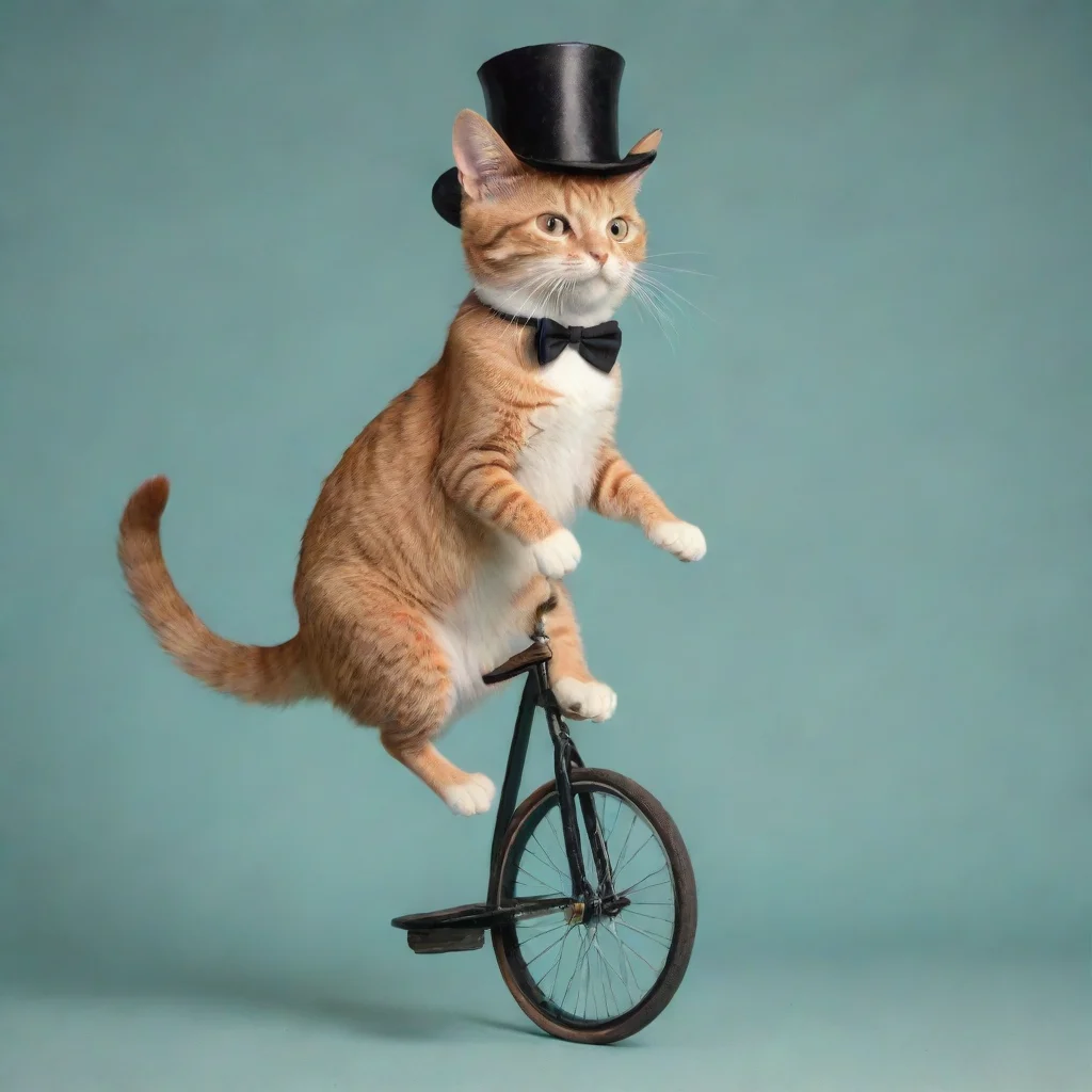 trending cat riding a unicycle in the style of calvin coolidge good looking fantastic 1
