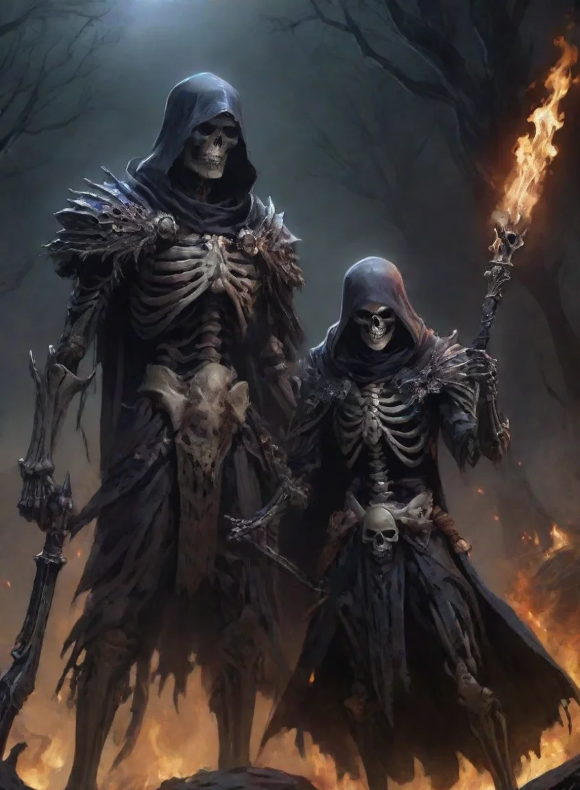 aitrending character evil dark wizard with skeleton warrior best friends warrior hd anime art man  epic detailed good looking fantastic 1 portrait43