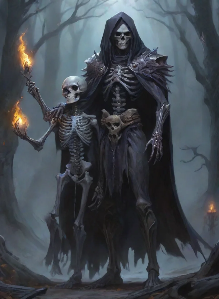 trending character man dark elf wizard with summoned familiar skeleton warrior best friendwarrior hd anime art man  epic detailed good looking fantastic 1 portrait43