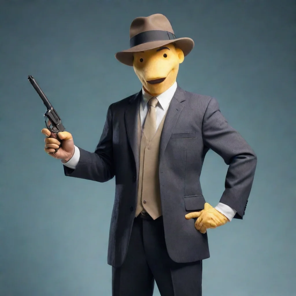 aitrending cheese man in a suit. holding a gun and wearing a fedora good looking fantastic 1