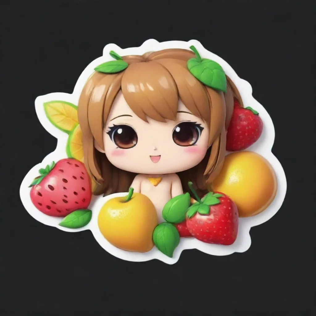 aitrending chibi cute 3d%2C rendered fruit%2C with white perimeter%2C black background%2C sticker good looking fantastic 1
