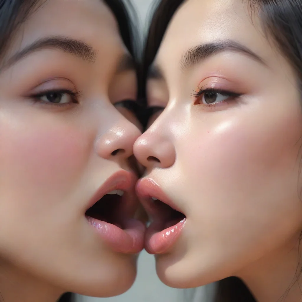 trending close up of two asian girls french kissing with lips%252c tongues and saliva confident engaging wow artstation art 3 good looking fantastic 1