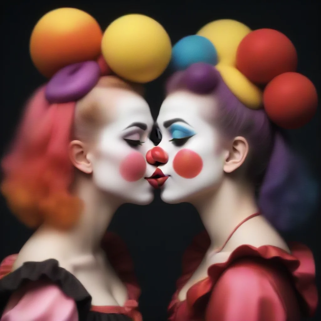 trending clown girls kissing good looking fantastic 1