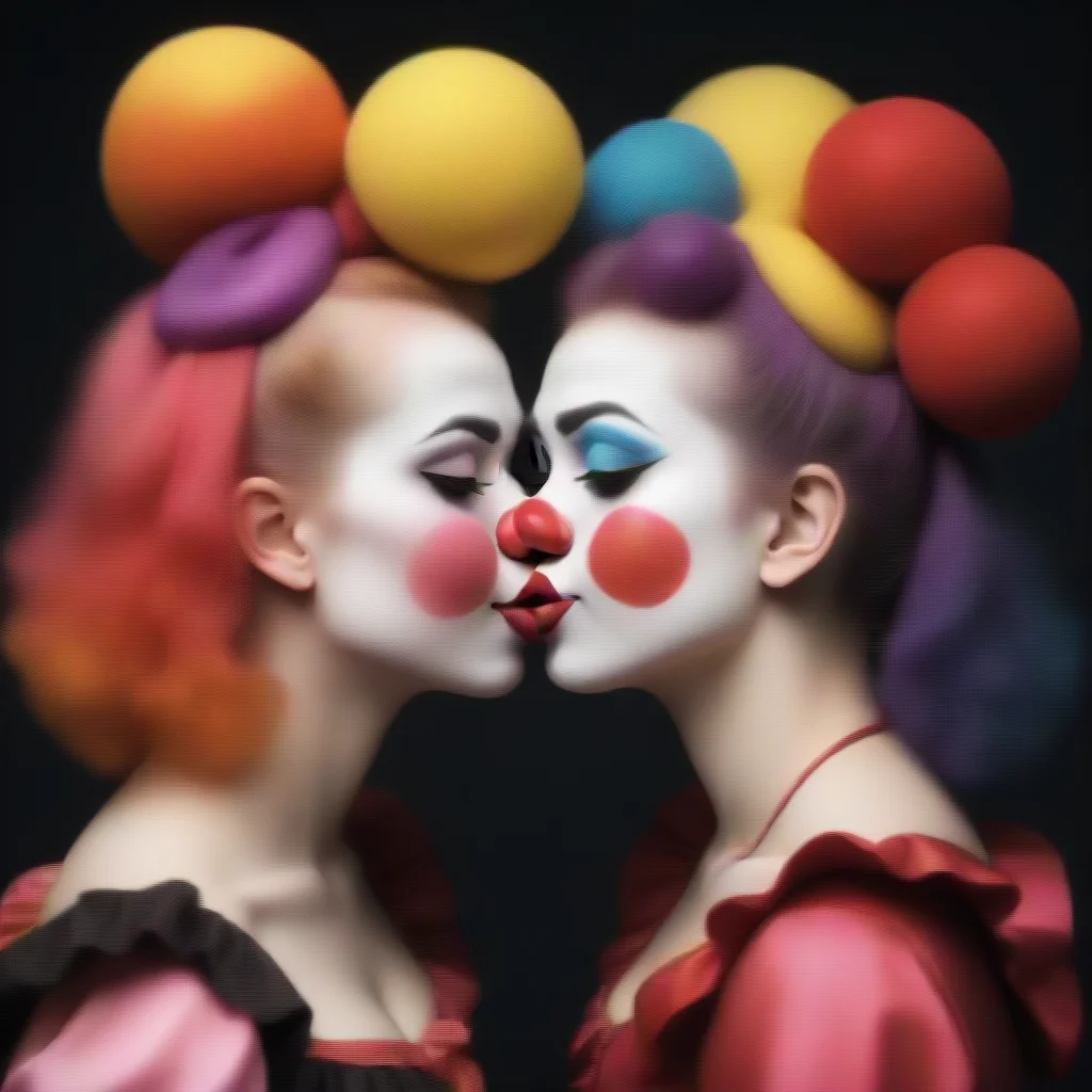 aitrending clown girls kissing good looking fantastic 1