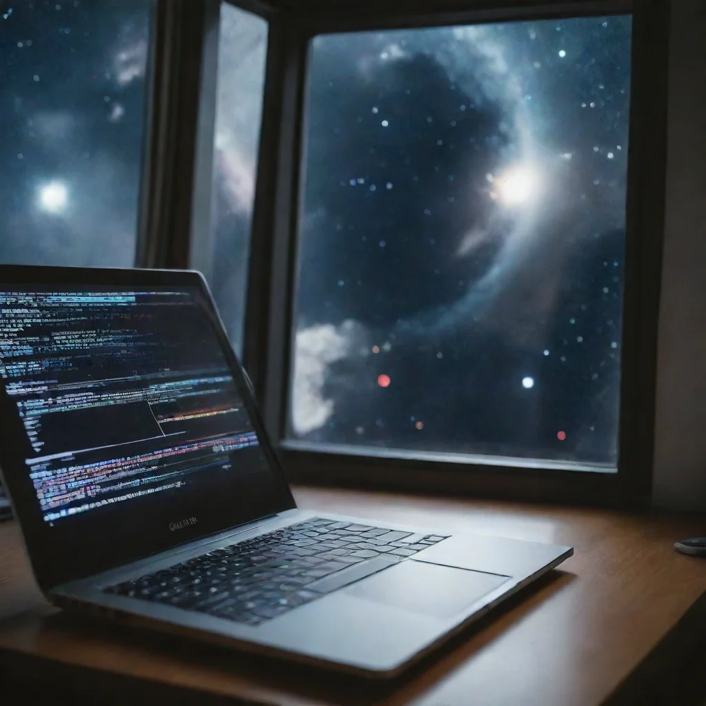trending coding on laptop astronaught space station other galaxy in window aesthetic hd good looking fantastic 1