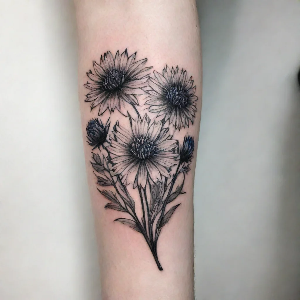 aitrending cornflowers black and white fine line tattoo good looking fantastic 1