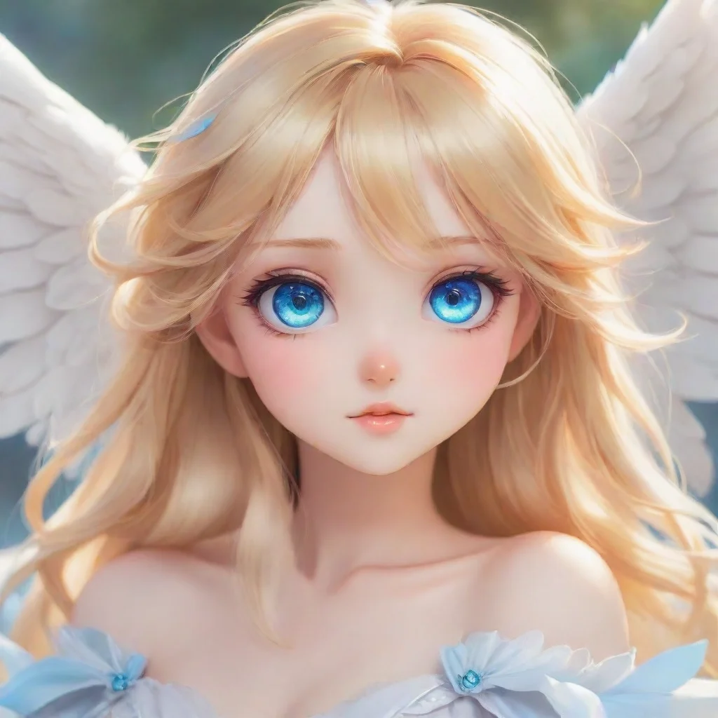 trending cute anime blonde angel with blue eyes. good looking fantastic 1