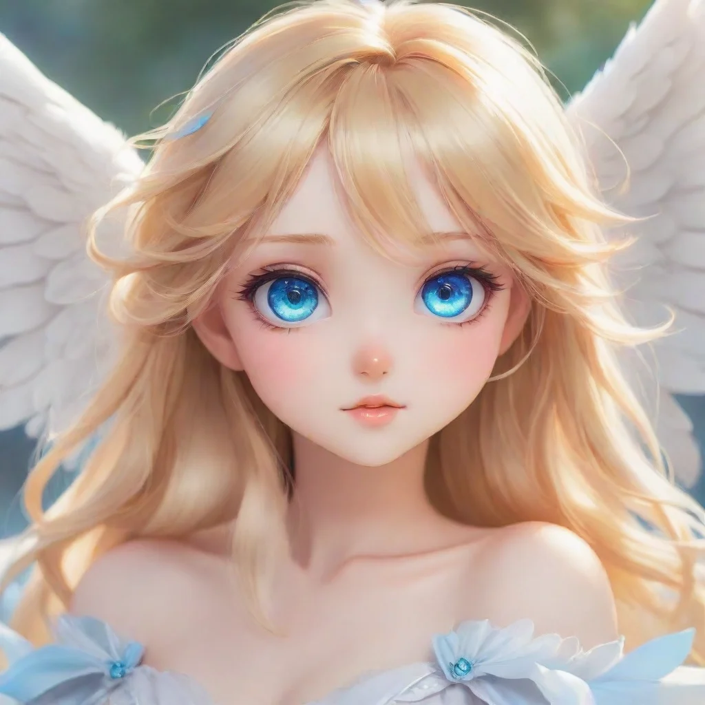 aitrending cute anime blonde angel with blue eyes. good looking fantastic 1