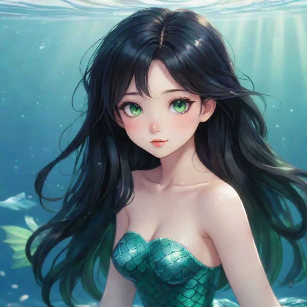 aitrending cute anime mermaid with black hair and green eyes good looking fantastic 1
