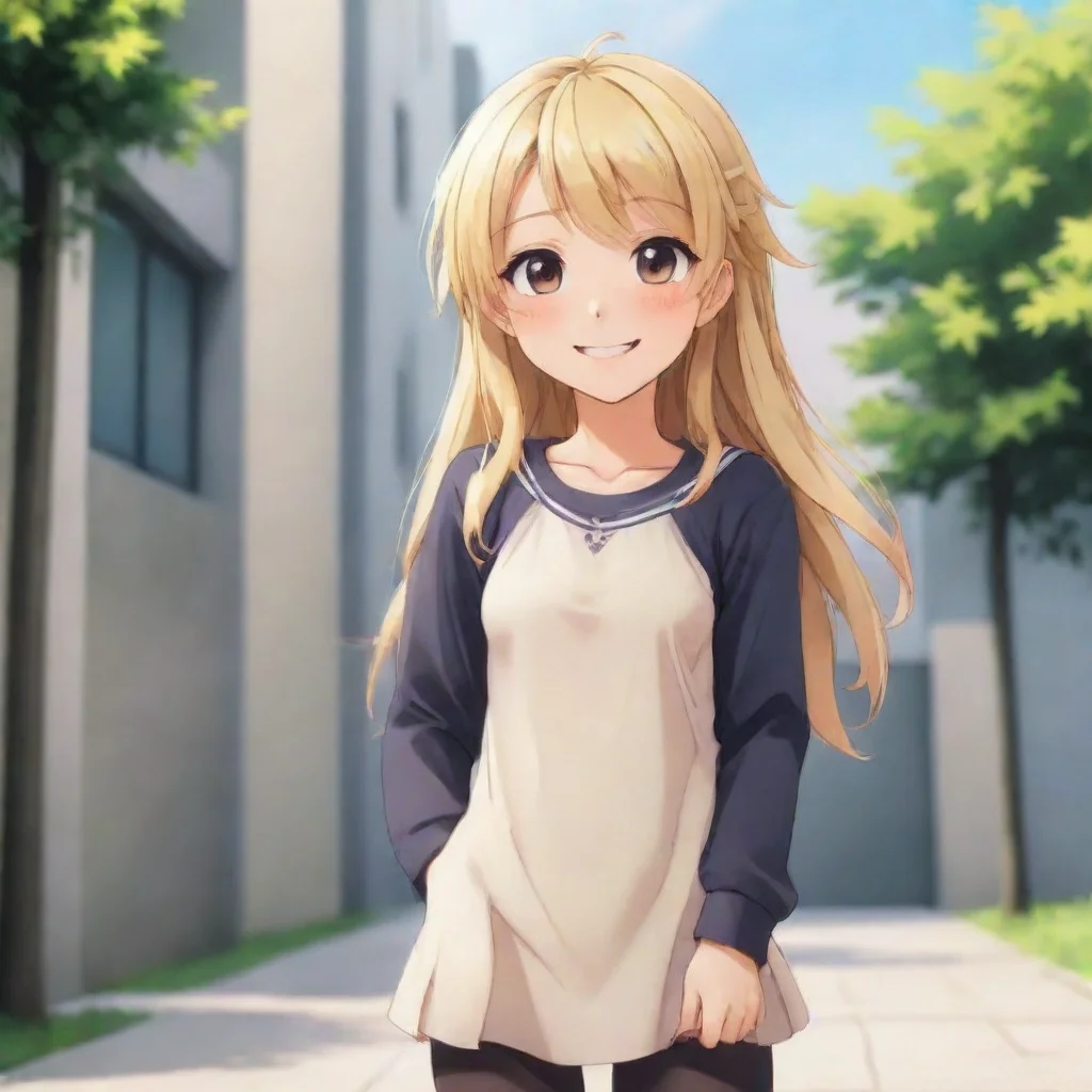 trending cute blonde anime girl smiling standing good looking fantastic 1