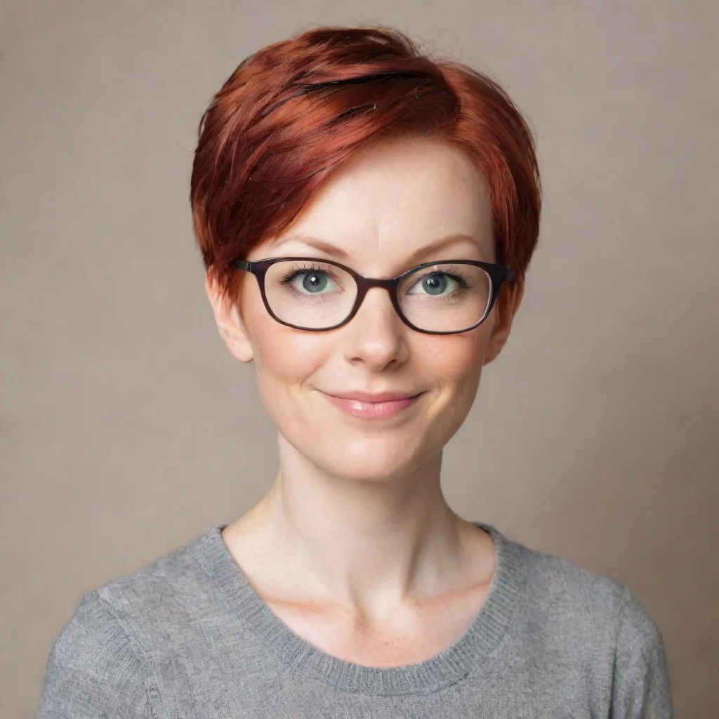 aitrending cute nerdy mother with short red hair good looking fantastic 1