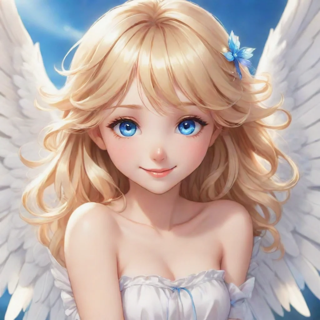 aitrending cute smiling blonde anime angel with blue eyes good looking fantastic 1