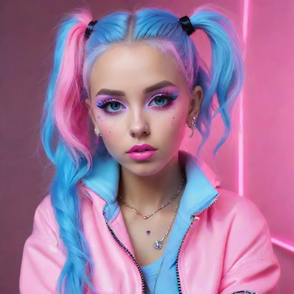 aitrending cute woman%2C pink and baby blue%2C babygirl aesthetic in neon punk style good looking fantastic 1