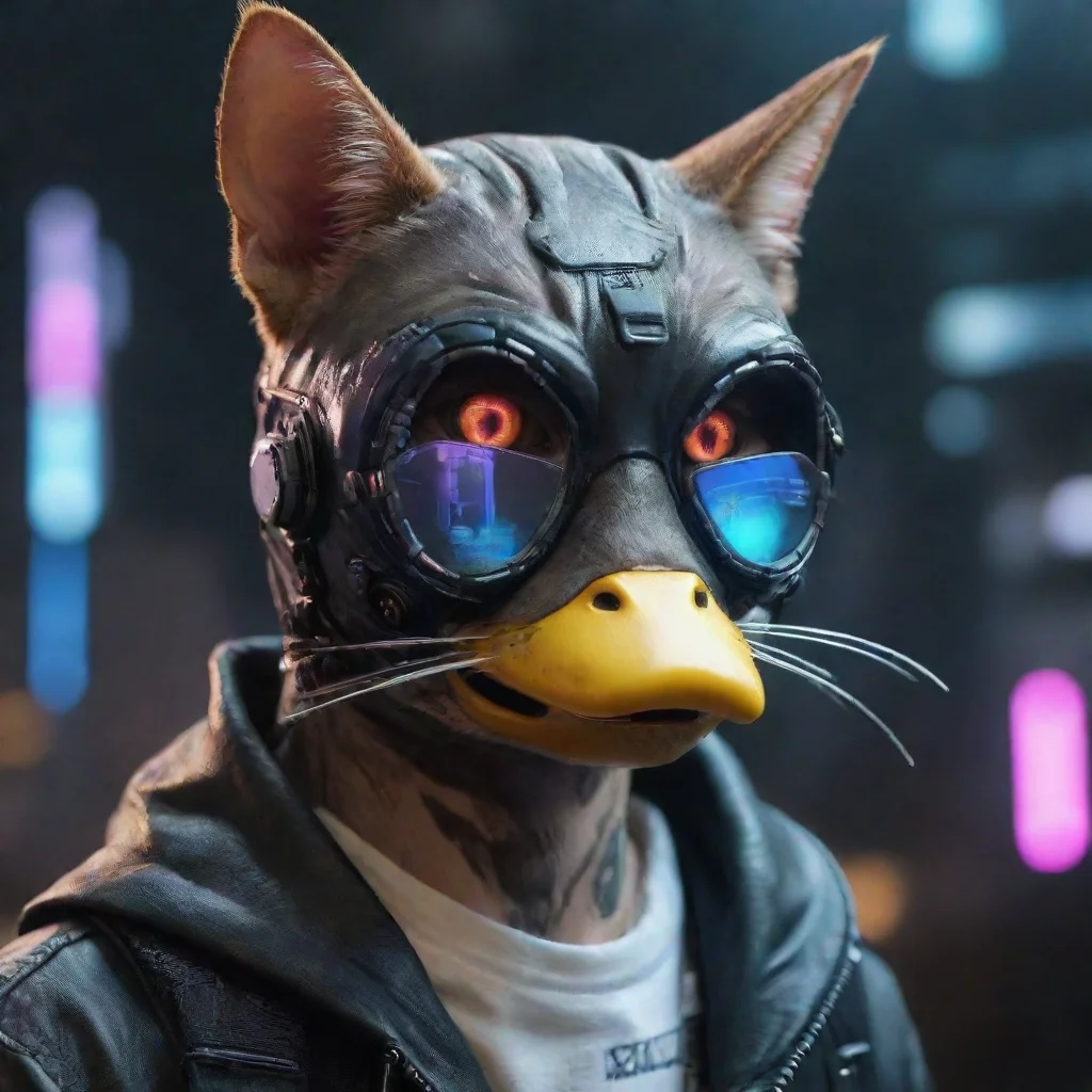 aitrending cyberpunk cat with duck mouth mask good looking fantastic 1