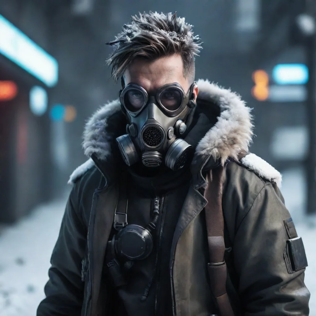 aitrending cyberpunk tech man with powered gas mask and winter coat good looking fantastic 1
