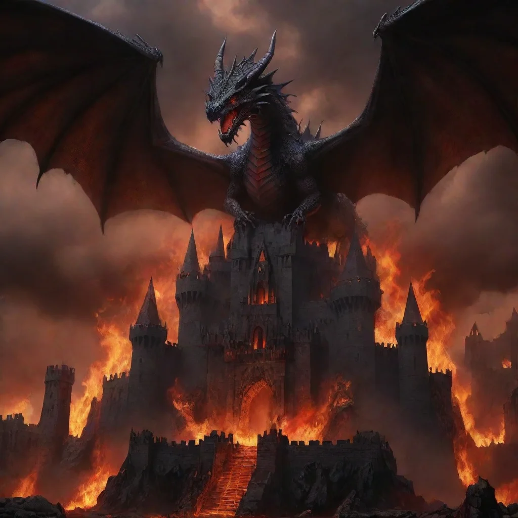 aitrending dark dragon flying around a demon fortress in hell good looking fantastic 1