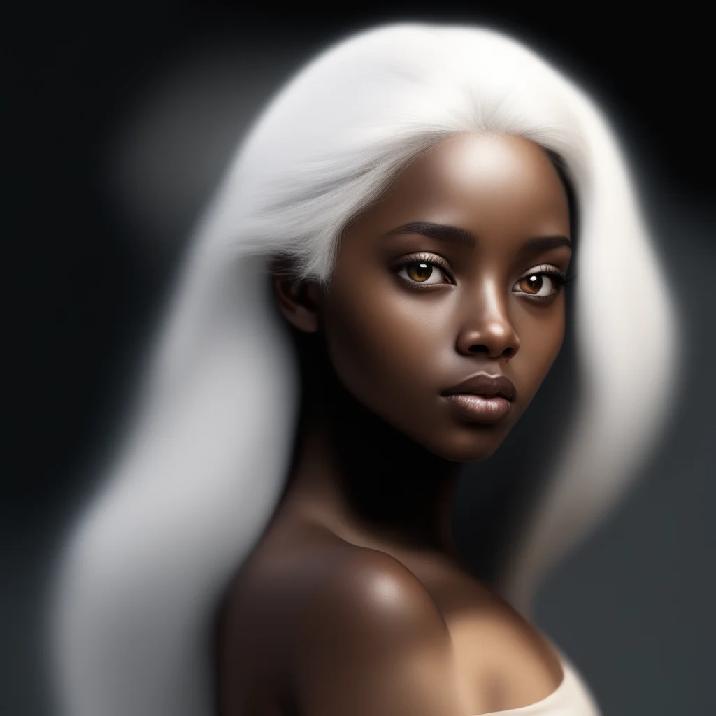 aitrending dark skinned complexion girl with white hair%2C and golden eyes with bronze highlights hyperrealistic good looking fantastic 1