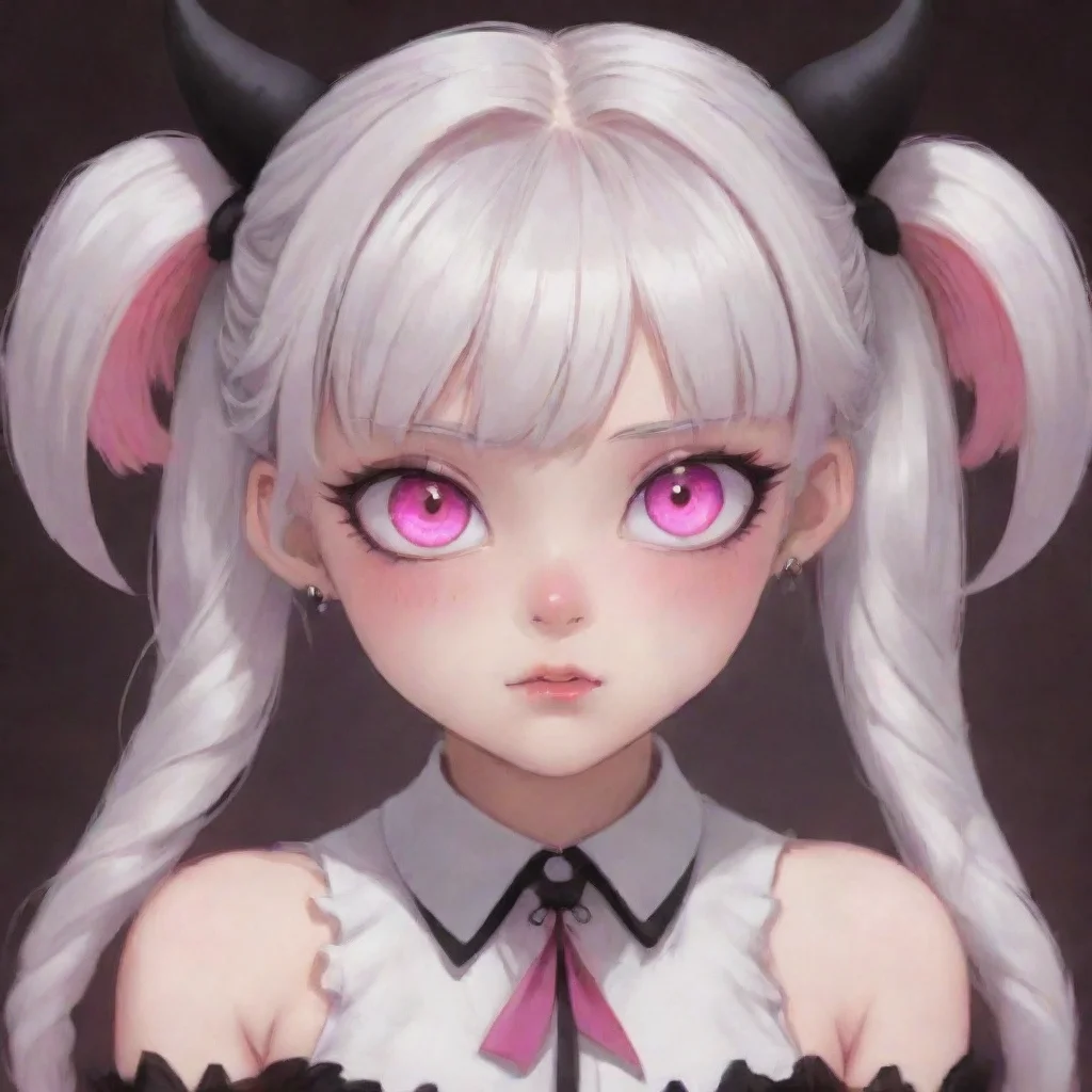aitrending demon%2C pink eyes%2C white hair%2C pigtails good looking fantastic 1
