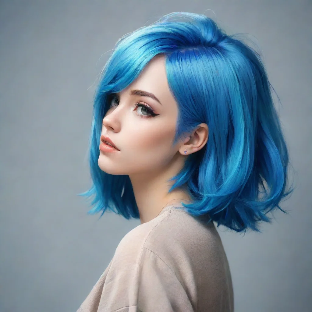 trending digital art profile pic of a girl with blue hair good looking fantastic 1