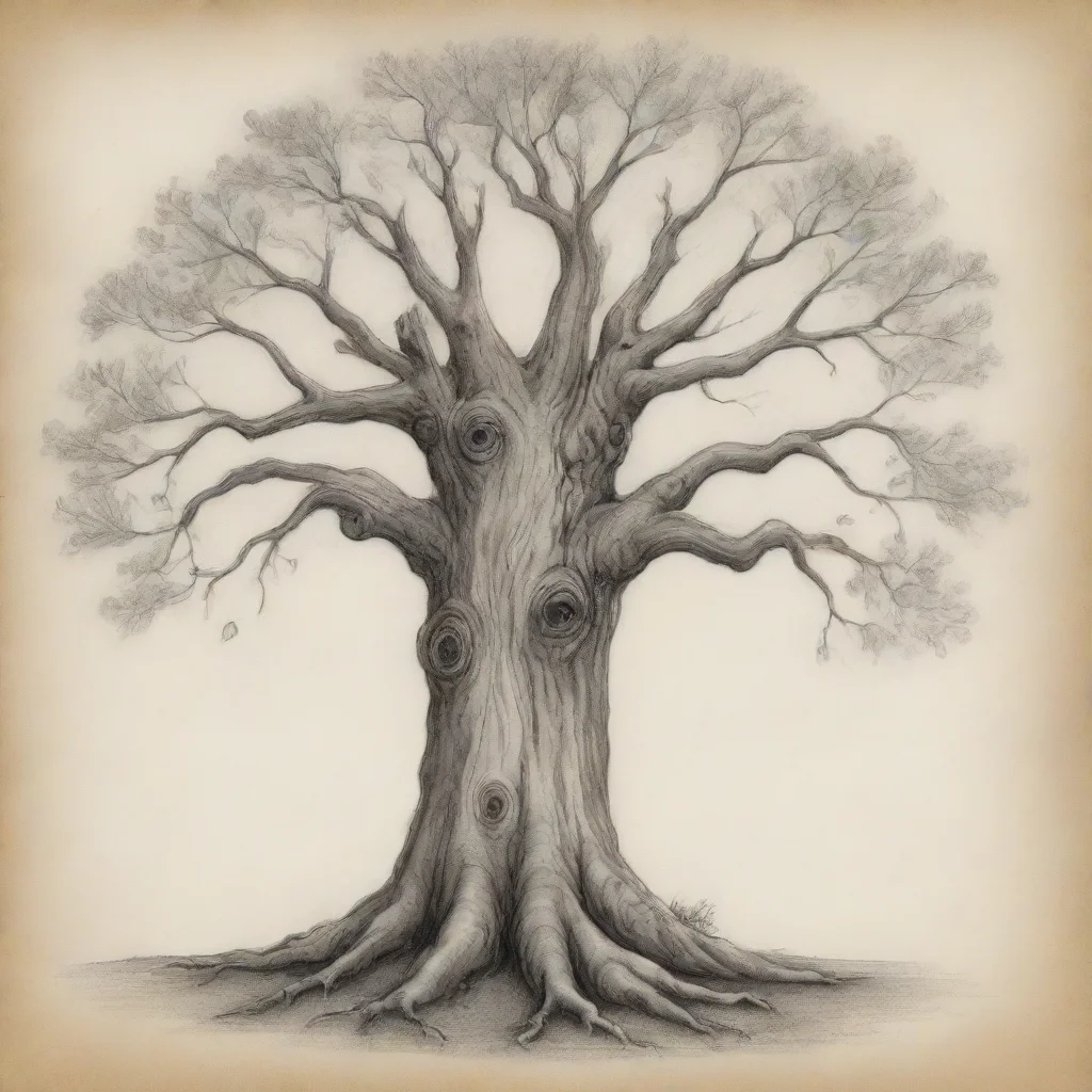 aitrending drawing of whimsical old tree with a subtle face good looking fantastic 1