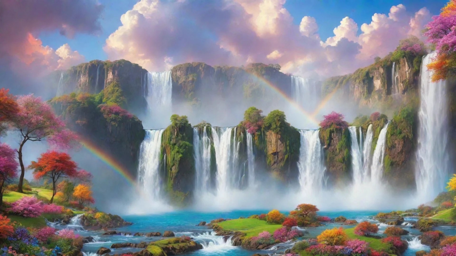 aitrending dreamy colorful landscape alian world amazing beautiful utopian colors flowers waterfalls rainbows clouds good looking fantastic 1 wide