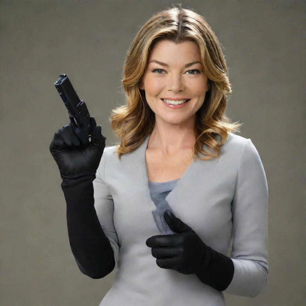 aitrending ellen pompeo as dr.meredith grey from grey%27s anatomy smiling with black gloves and gun good looking fantastic 1