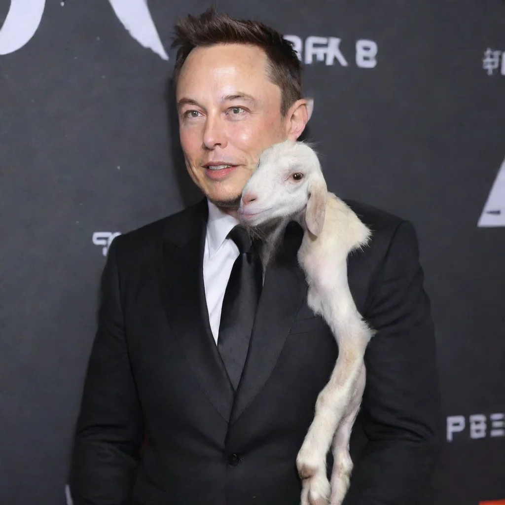 aitrending elon musk suit red carpet but also as a goat human and goat character elon good looking fantastic 1