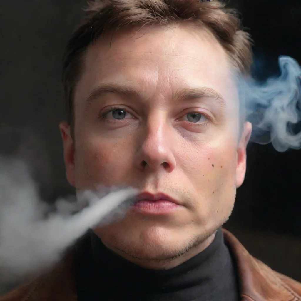 aitrending elon must blowing smoke cloud hd epic colorfull zoom in close up eyes clear good looking fantastic 1