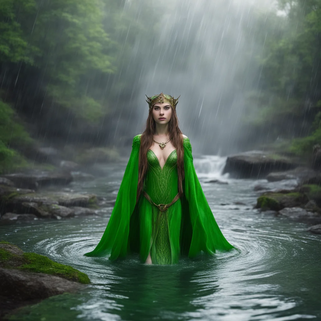 aitrending elven princess baths in river while it rains good looking fantastic 1