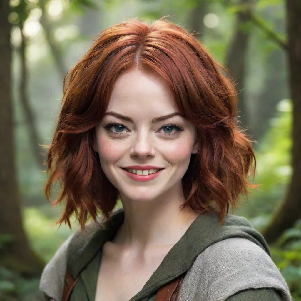 trending emma stone as a druid rogue dnd short red hair beautiful petite symmetrical face grinning mischiev good looking fantastic 1