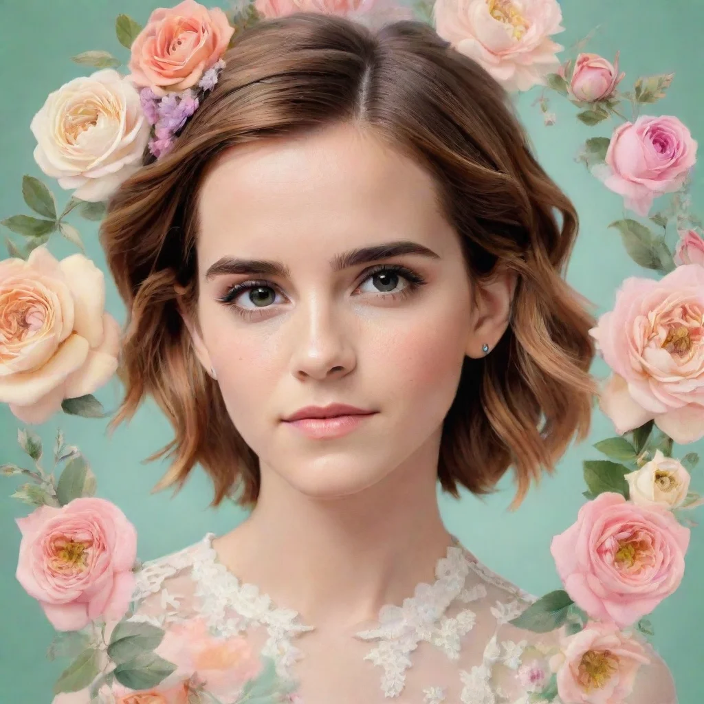 aitrending emma watson pastel graphic with flower frame good looking fantastic 1