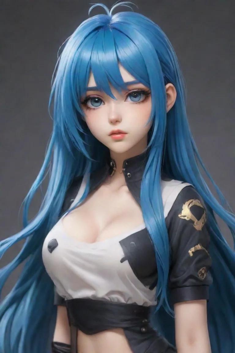 trending epic character hd anime blue hair baddie art detailed realistic styled good looking fantastic 1 portrait