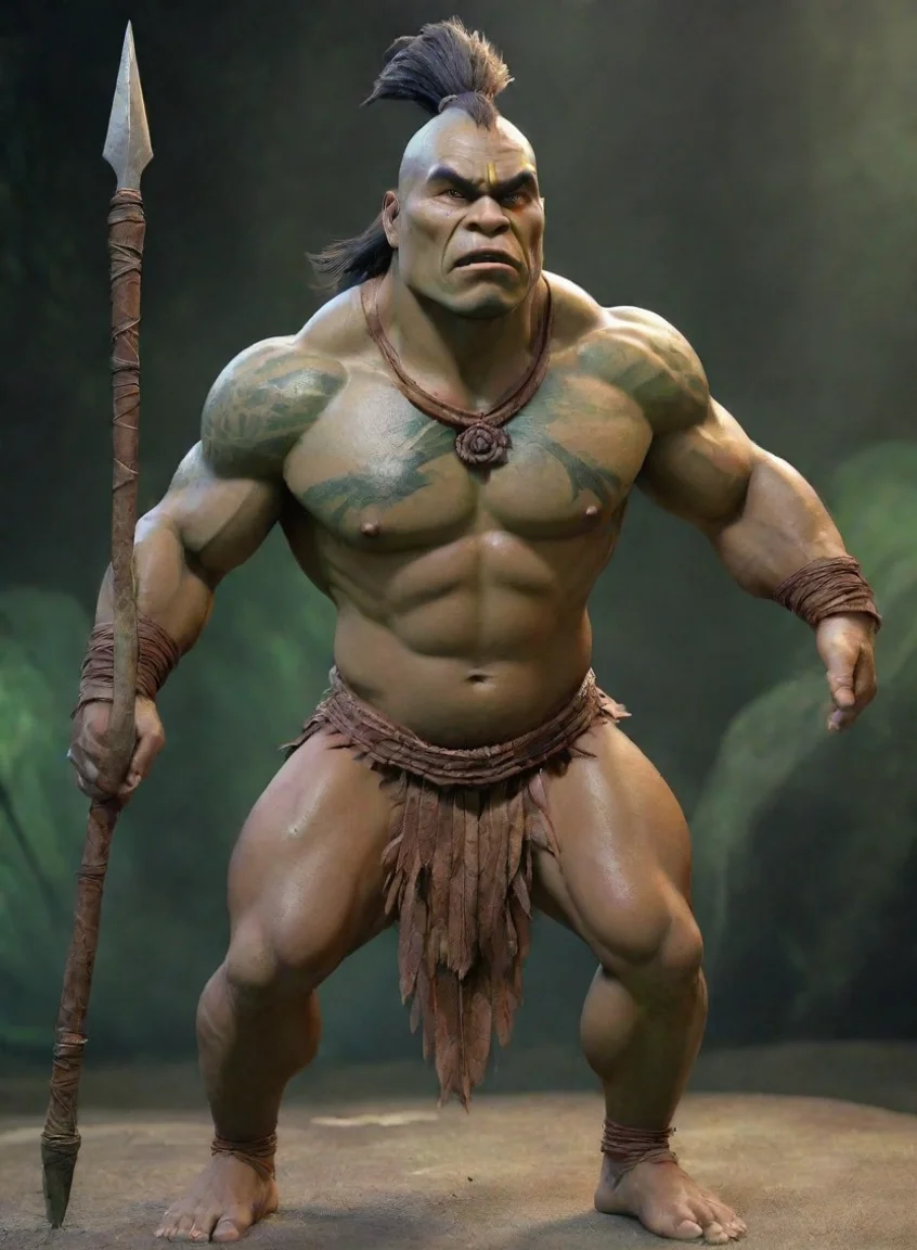 aitrending epic character strong warrior pacific islander greenstone spear fearsome hd wow good looking fantastic 1 landscape43
