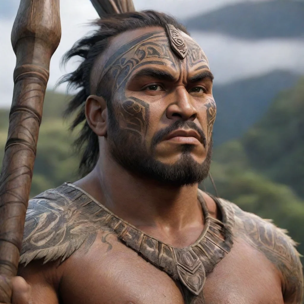 aitrending epic character strong warrior pacific islander new zealand maori wooden spear hd wow realistic  good looking fantastic 1