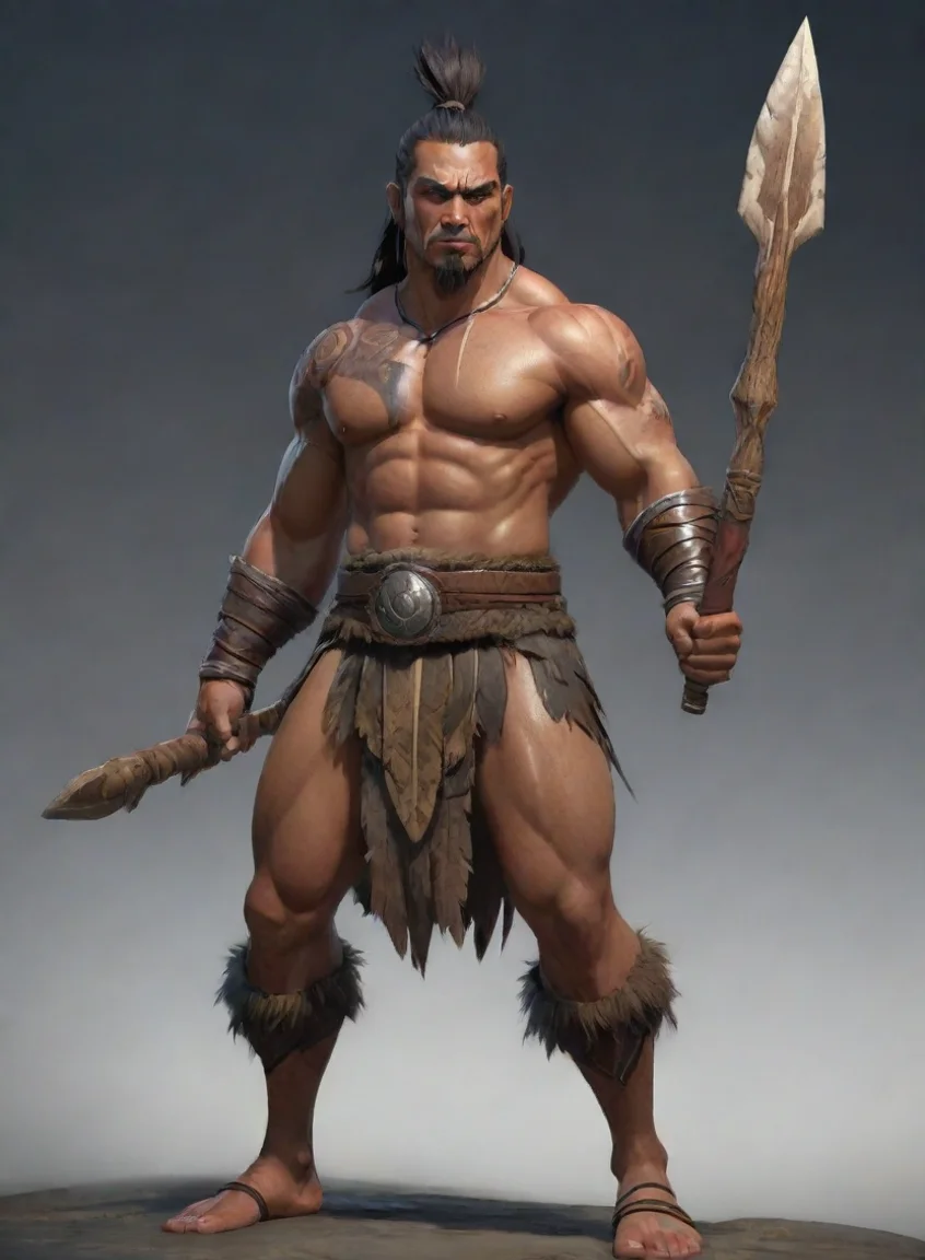 aitrending epic character strong warrior pacific islander wooden spear hd wow artstation good looking fantastic 1 landscape43
