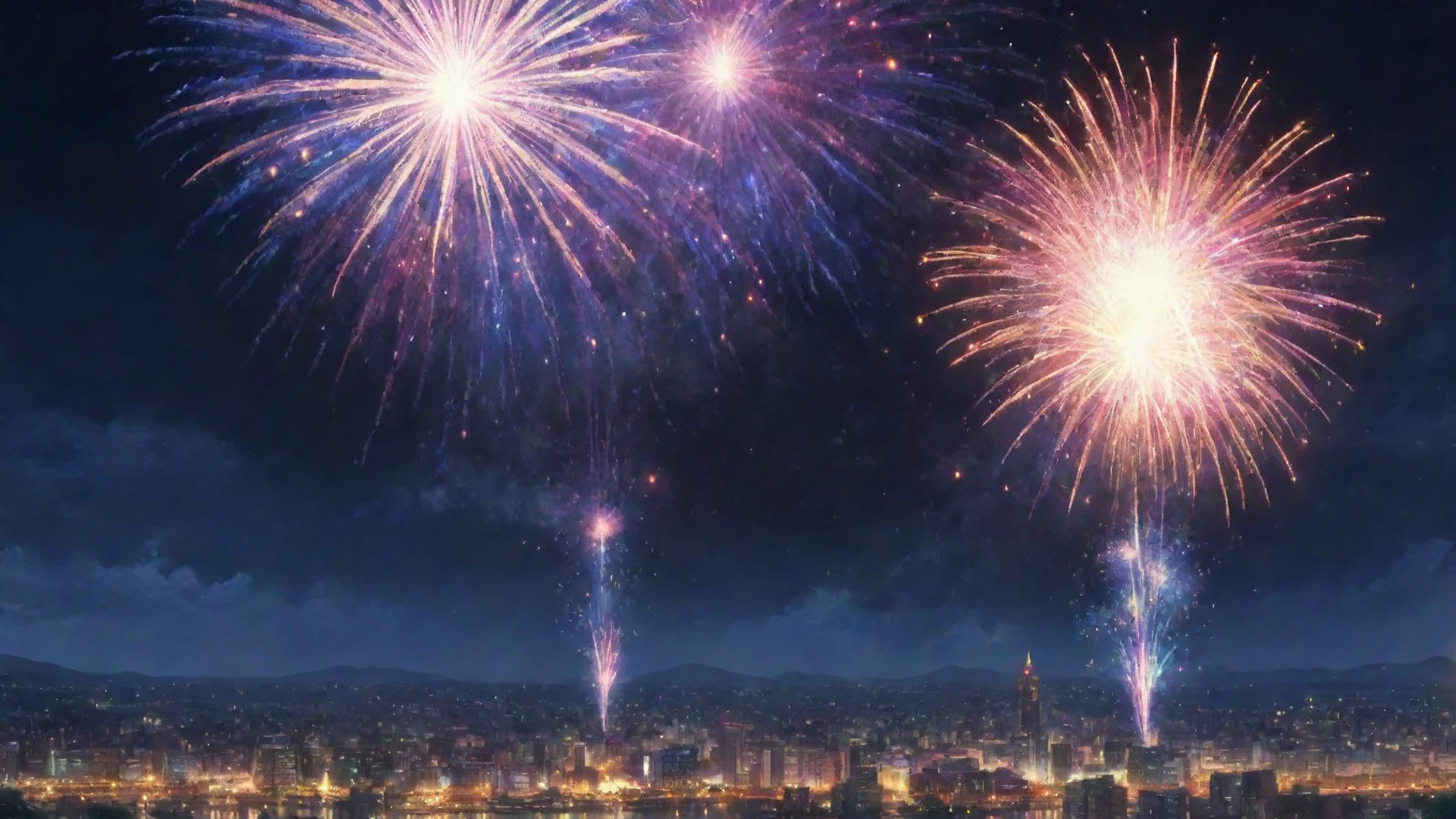 trending epic lovely artistic fireworks in the night anime wonderful detailed asthetic good looking fantastic 1 wide