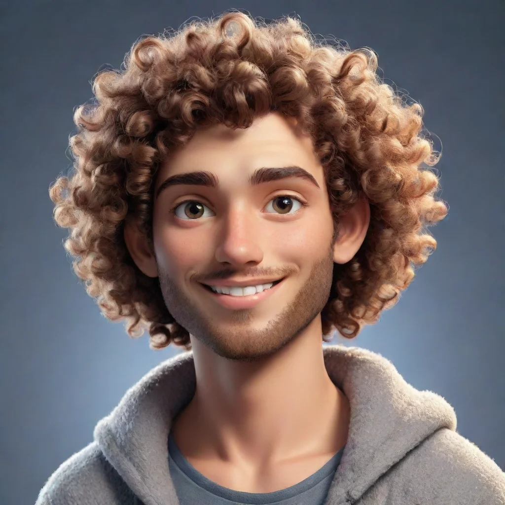 trending epic male character curly top hair good looking guy clear clarity detail cosy realistic cartoon  good looking fantastic 1