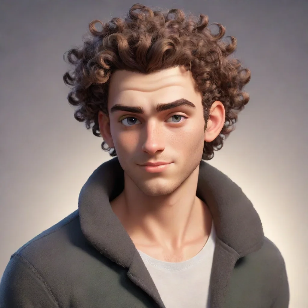 aitrending epic male character curly top hair good looking guy clear clarity detail cosy realistic cartoon shaved hair shaved side cool good looking fantastic 1