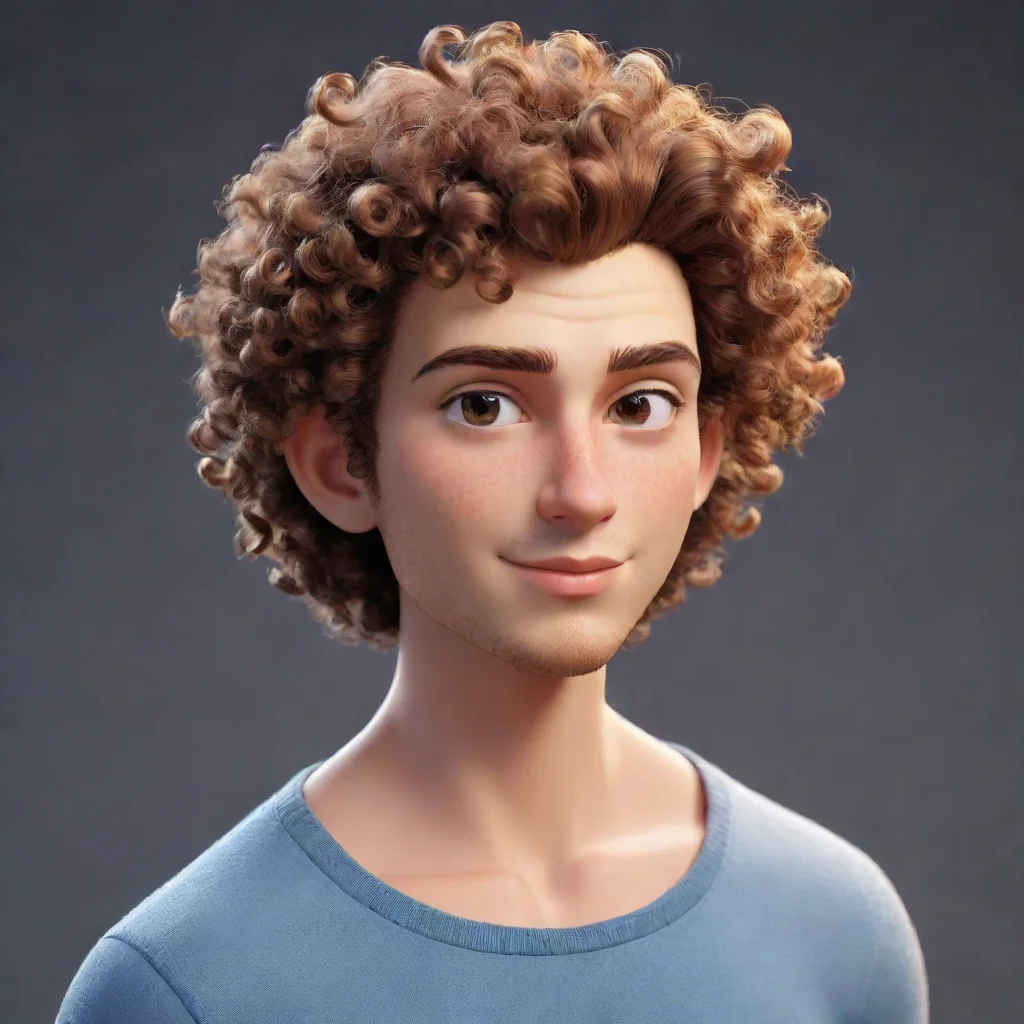 aitrending epic male character curly top hair good looking guy clear clarity detail cosy realistic cartoon shaved sides cool good looking fantastic 1
