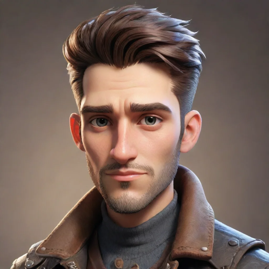 trending epic male character stampunk good looking guy clear clarity detail cosy realistic cartoon  good looking fantastic 1