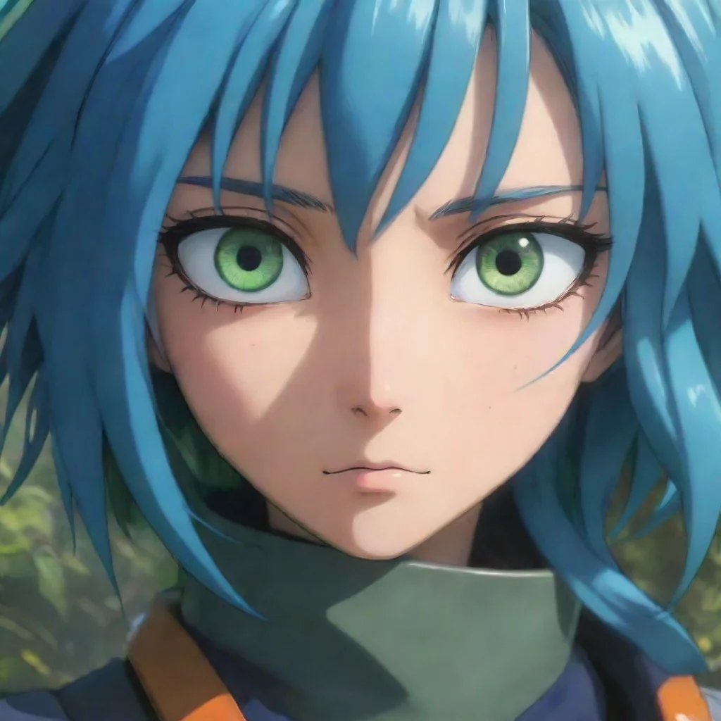 trending epic strong close up semi robot blue hair green blue orange multicolor eyes beautiful hd anime ghibli strong gritty environment best quality aesthetic hd good looking fantastic 1