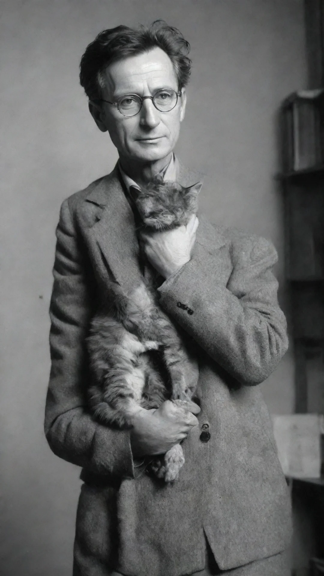 trending erwin schrodinger  holding a cat good looking fantastic 1 tall