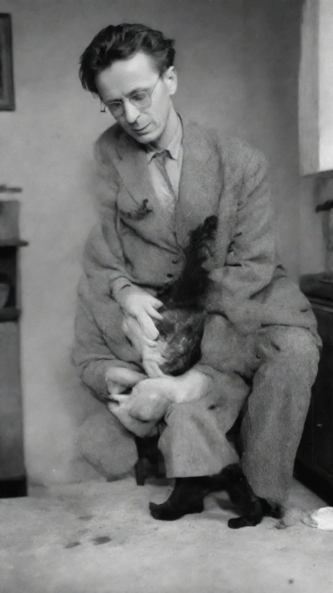 aitrending erwin schrodinger  petting a cat good looking fantastic 1 tall