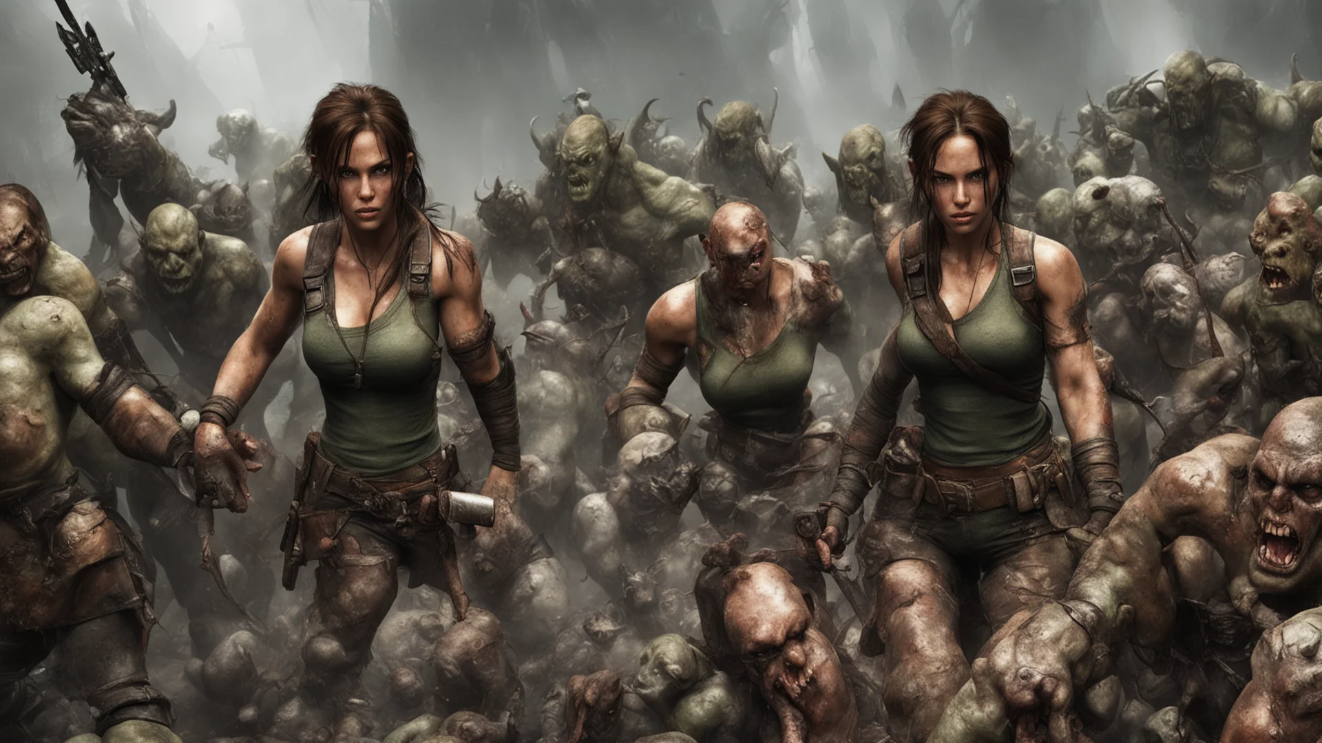 aitrending fallen lara croft surrounded by angry orcs good looking fantastic 1 wide