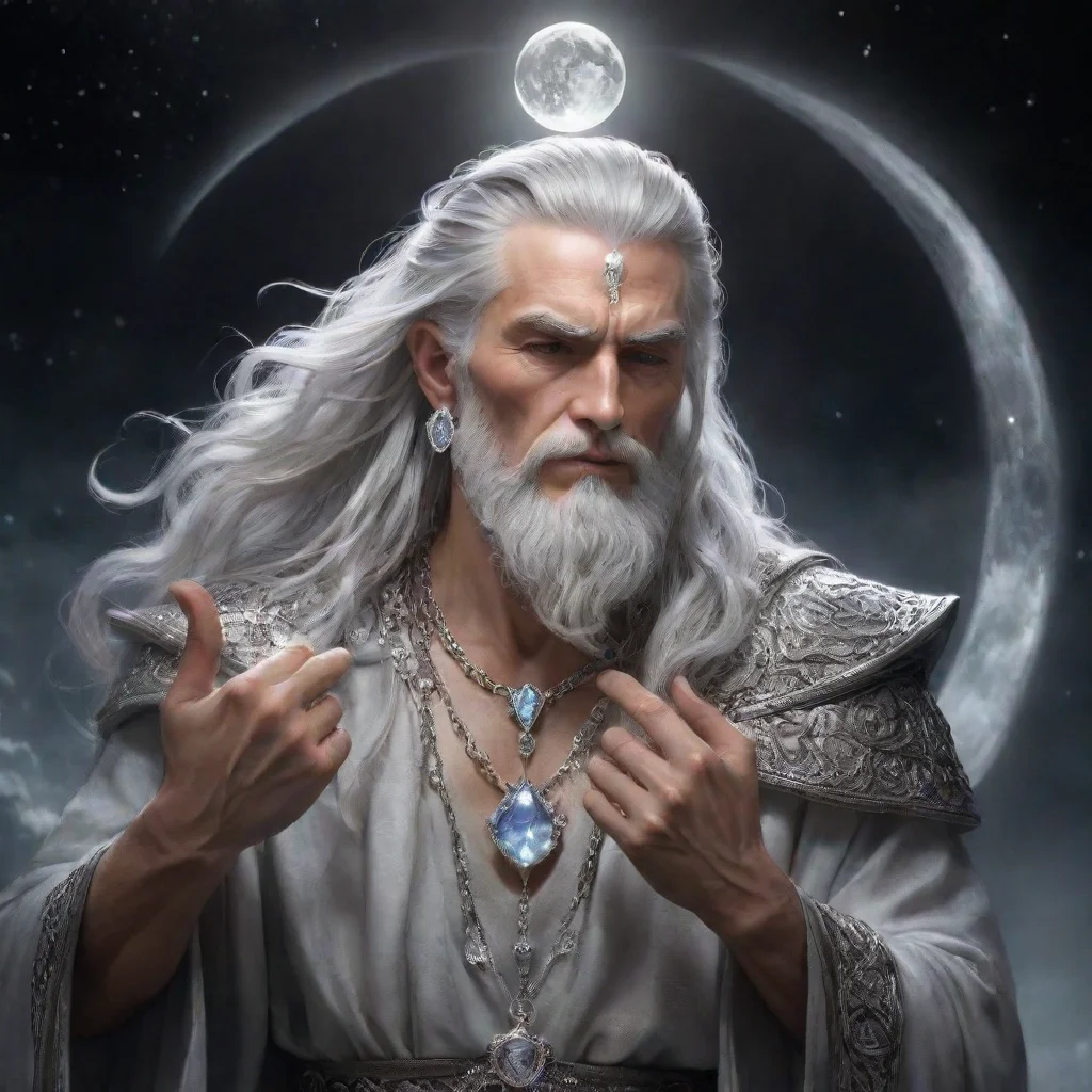 aitrending fantasy art silver hair man god moon crustal rings king wisdom grace good looking fantastic 1