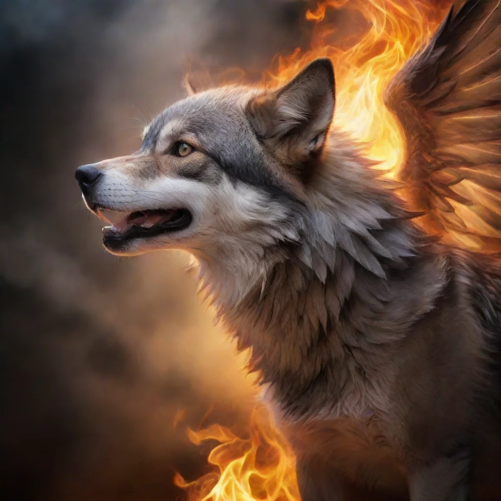 aitrending fantasy winged wolf%2C smokey background%2C flame foreground good looking fantastic 1