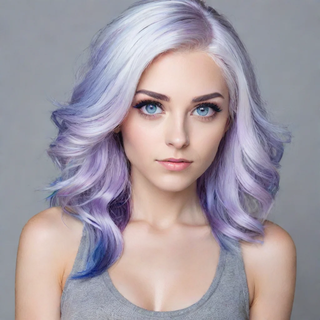 aitrending female%2C white hair with blue highlights%2C light purple eyes good looking fantastic 1