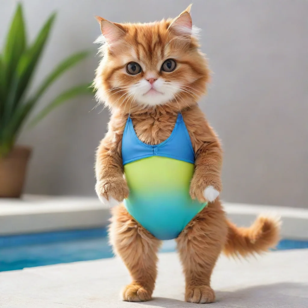 aitrending female furry cat with swimsuit  good looking fantastic 1