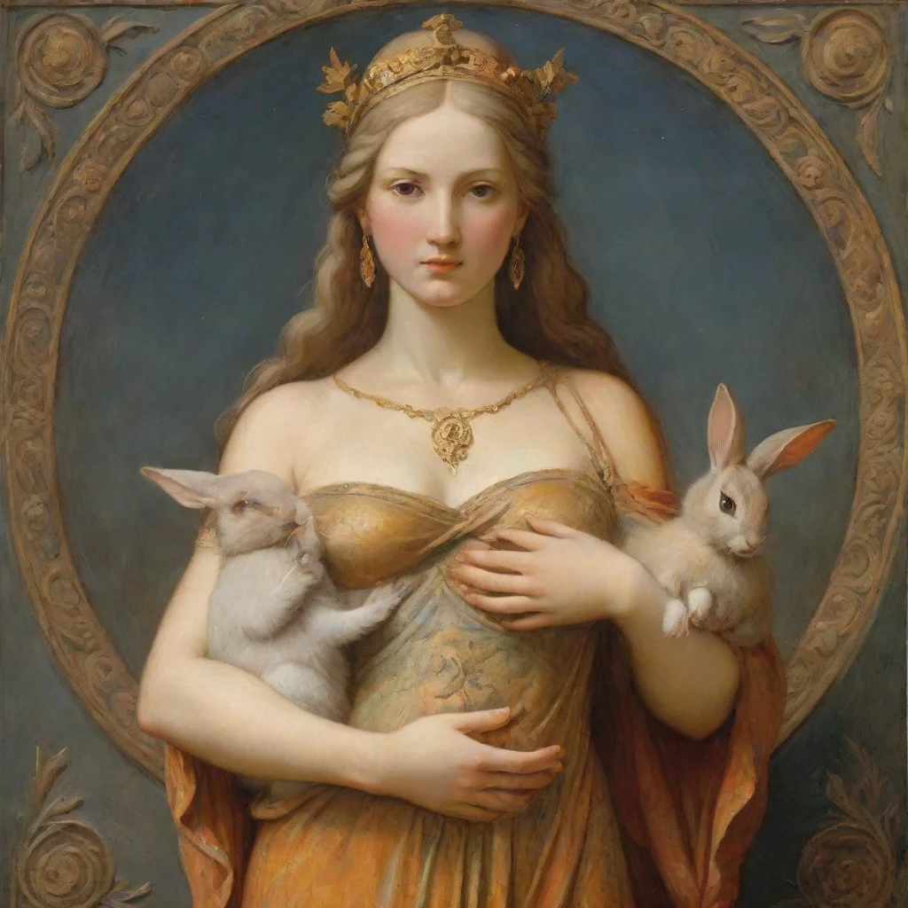 aitrending female goddess holding a rabbit  good looking fantastic 1