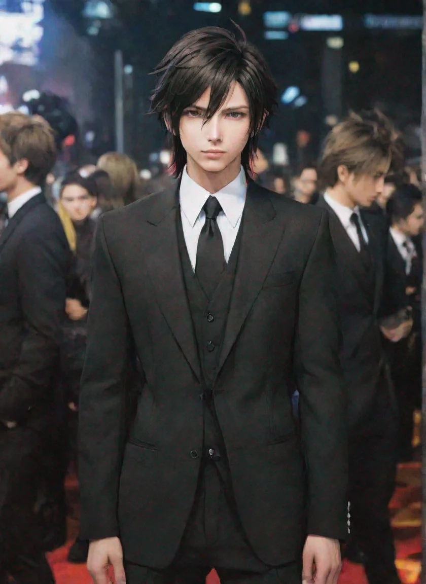 aitrending final fantasy character in black suit black hd anime aesthetic colourful world  good looking fantastic 1
